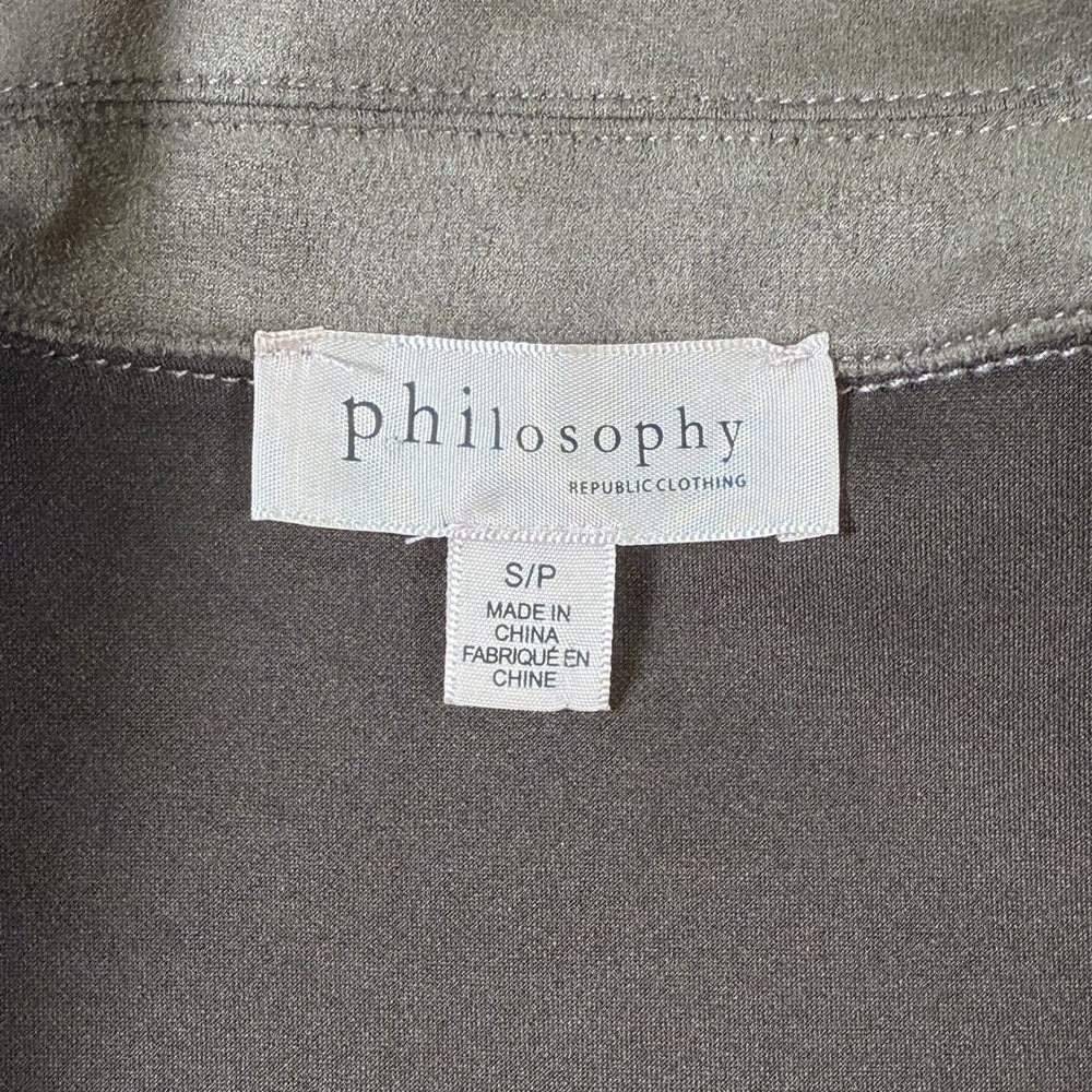 Philosophy Faux Suede Leather Taupe Jacket  Pre-Owned Small‎ - Picture 6 of 11